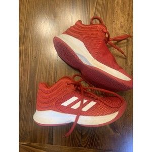 Adidas Boys Kids Size 13k Red / White Basketball Athletic Cloudfoam Shoes 029002